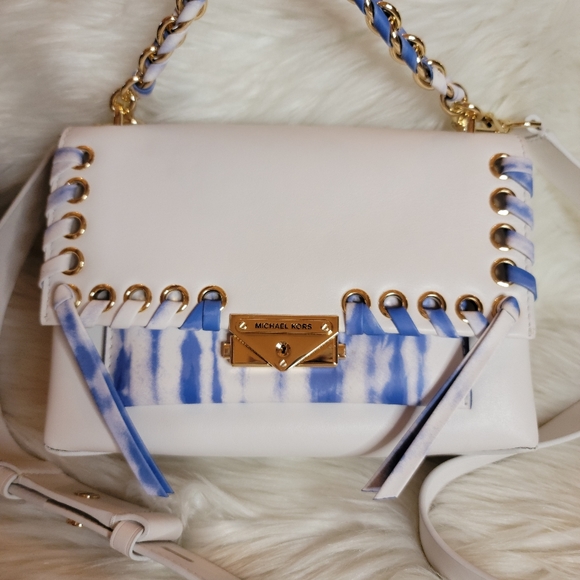 Michael Kors Cece Small Tie Dye Leather Crossbody Bag - Oxford Blue - Picture 1 of 8
